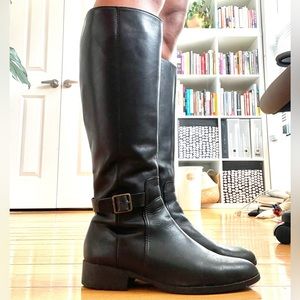 Cole Haan Black Waterproof Leather Riding Boot - 8.5B Women's